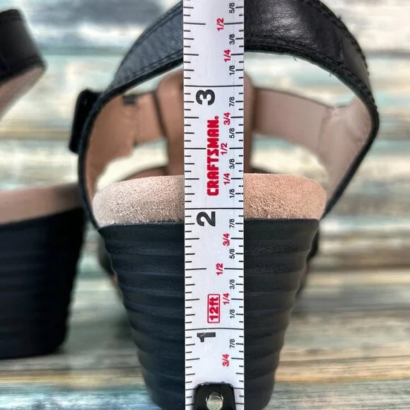 Clarks Sandals Size 7.5M Valarie Kerry Black Leather Dress Work Comfort Open Toe - Picture 9 of 10